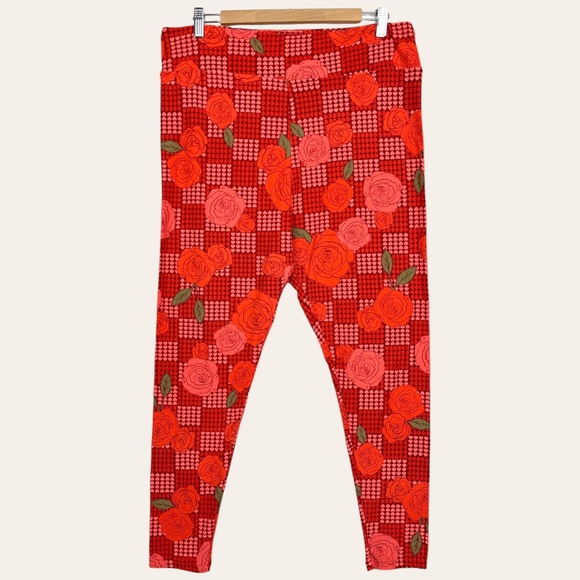 LuLaRoe Valentine’s Day Heart Rose Printed Comfy High Rise Lounge Pants Leggings - Picture 2 of 9